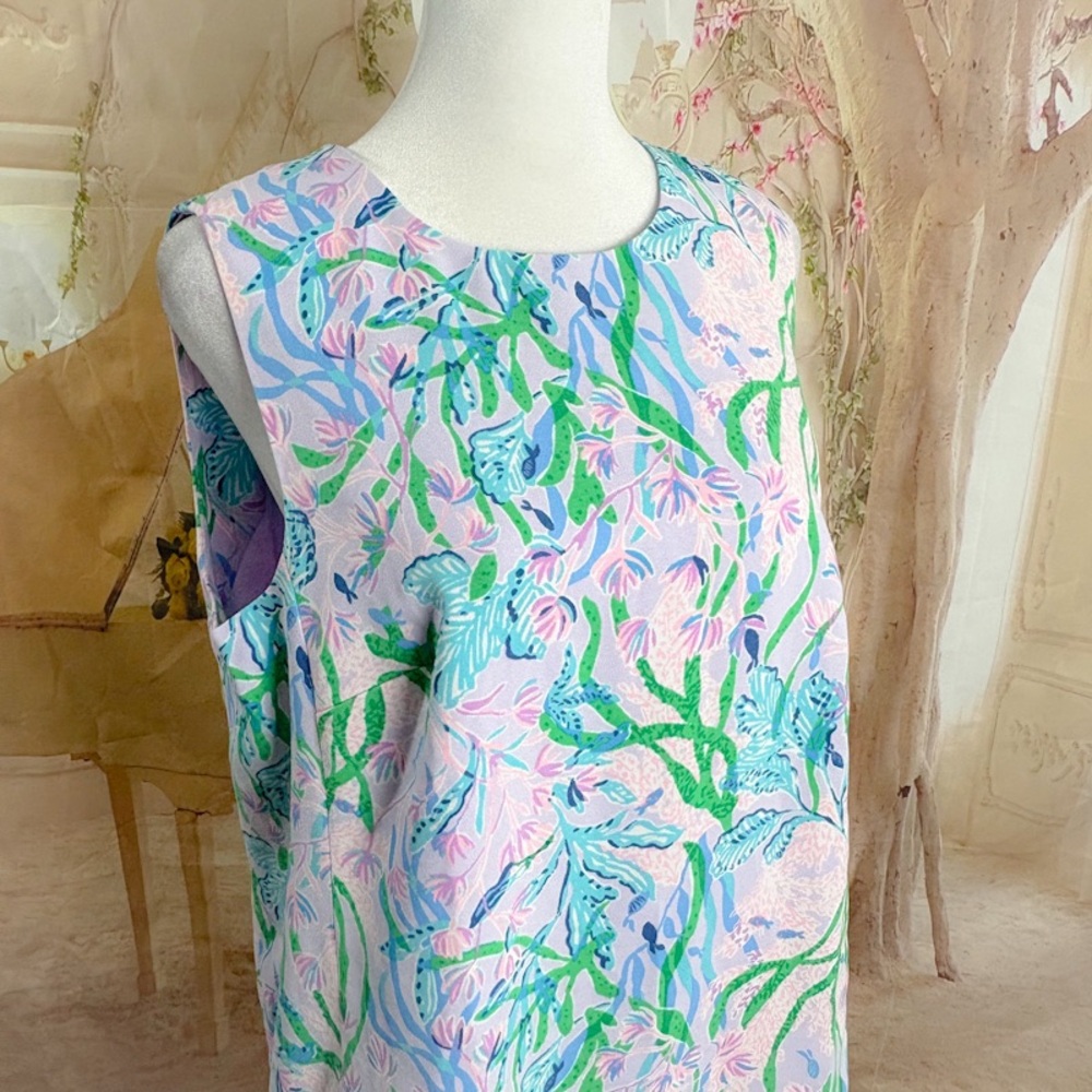 NEW Lilly Pulitzer EDITA SHIFT, MULTI SEACRET ESCAPE ENGINEERED WOVEN DRESS - Picture 7 of 11